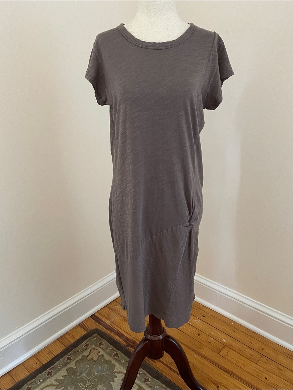 Mododoc Los Angeles Taupe Twist Front T Shirt Dress Size S Casual